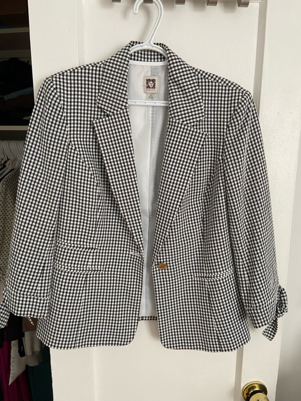 Anne Klein Black and White Gingham Blazer